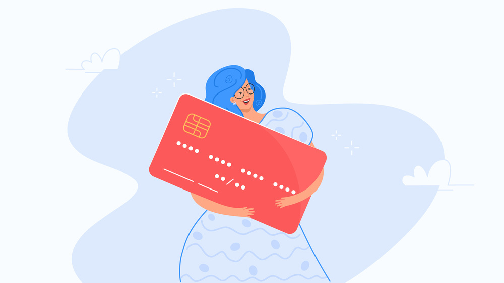 クレジットカードをもつ女性